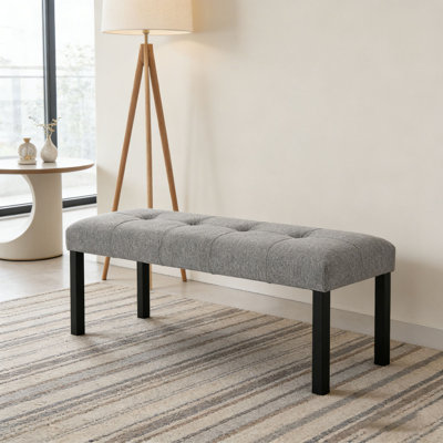 Modern Tufted Linen Dining Bench