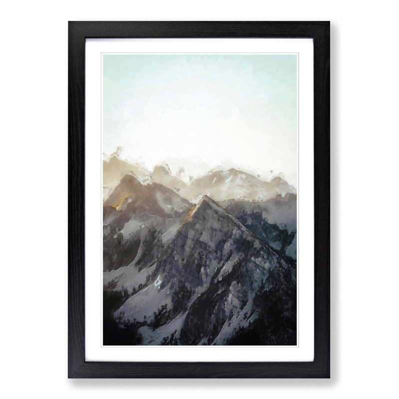 Mountain Range in Abstract - Picture Frame Graphic Art Print, Black Framed, 65cm H x 48cm W x 2cm D