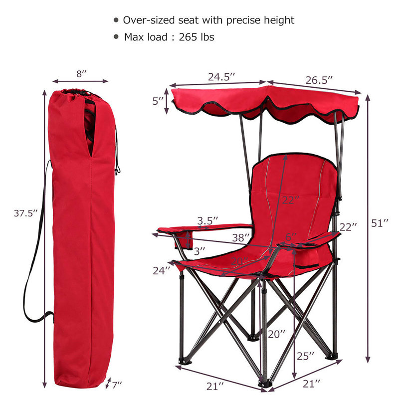 Chaise de camping pliante Gordillo, Rouge