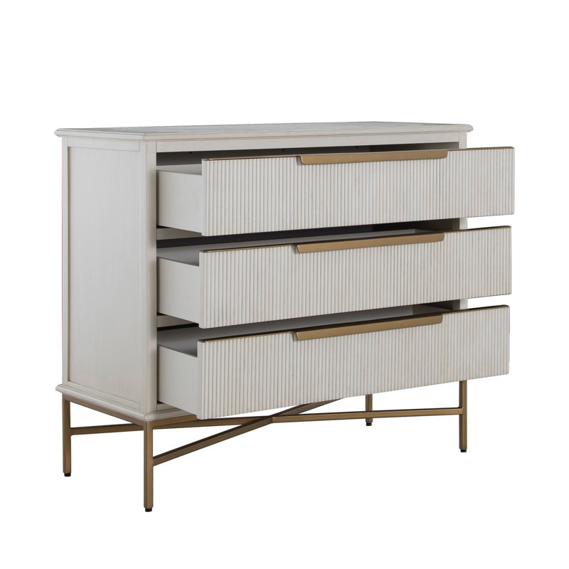 Riggs Chest - Dark, Distressed Antique White, Stained Gold
