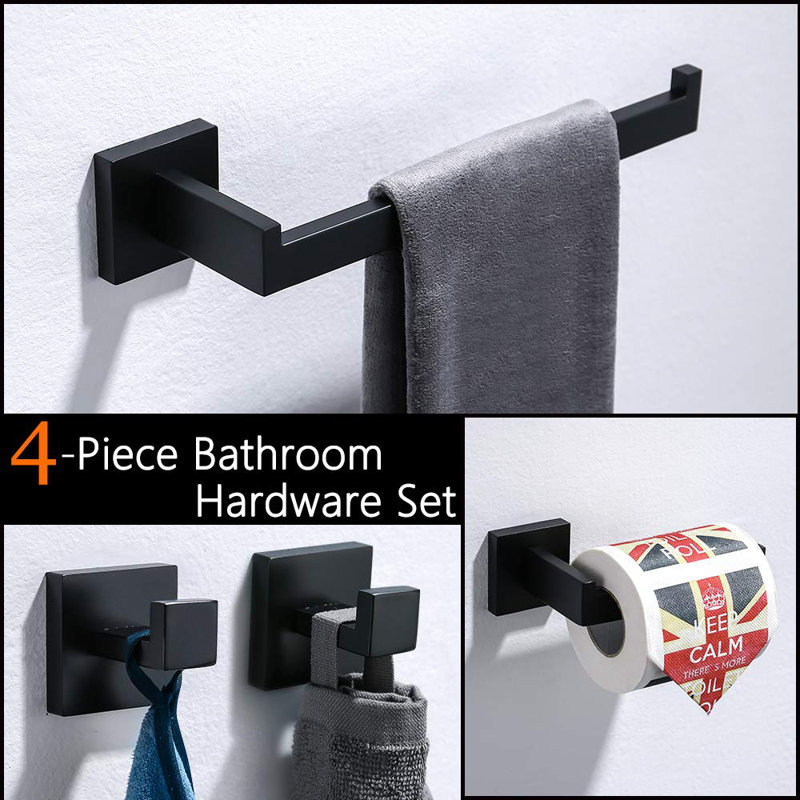 4 - Piece Bathroom Hardware Set, Matte Black