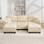 Canapé en chenille avec repose-pieds mobile et coussins capitonnés-120734149-120734152