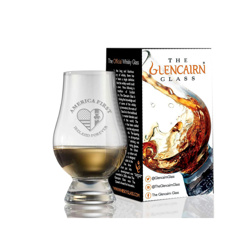 Verre à whisky décoratif en cristal Glencairn - L'Amérique d'abord, l'Irlande pour toujours