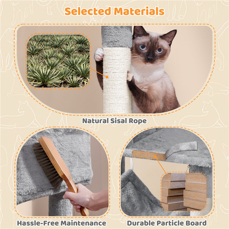 Multiple Level Cat Tree with Scratching Posts, Light Grey