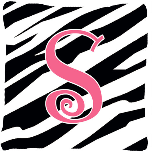 Monogramme initiale Zebra Stripe jet intérieur/extérieur oreiller, S
