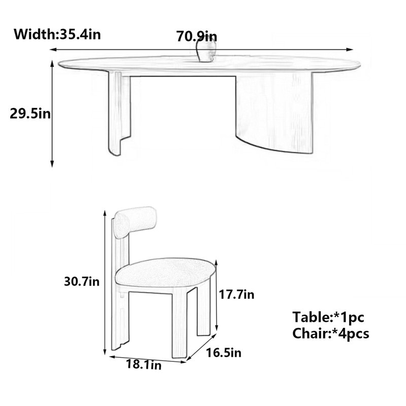 Table de salle à manger antique, H 29,5 po x L 70,9 po x l 35,4 po