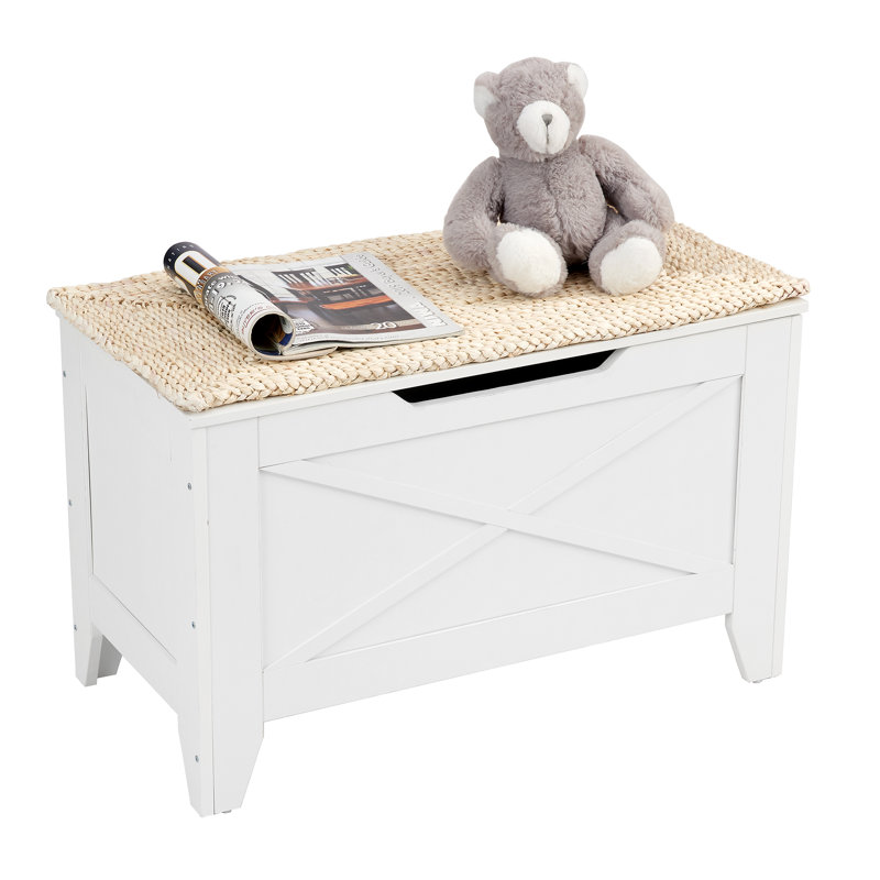 30 Inch White Wooden Storage Bench with Lid – Multi-Functional Shoe Bench, Blanket Chest & Toy Box for Entryway, Bedroom, or Living Room