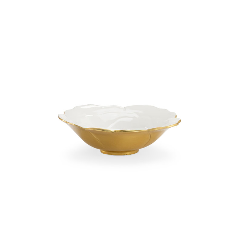 Metal Decorative Bowl, 3.5" H x 14.5" W x 14.5" D, Gold