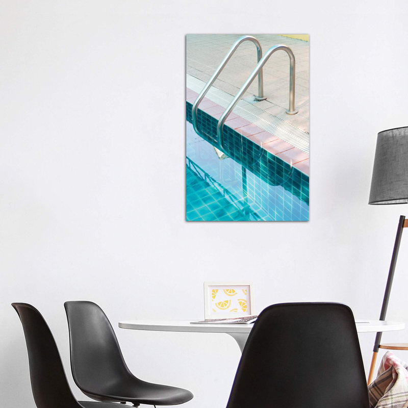 « rétro piscine piscine »-impression photo, H 48 po x l 32 po x P 1,5 po, Toile tendue