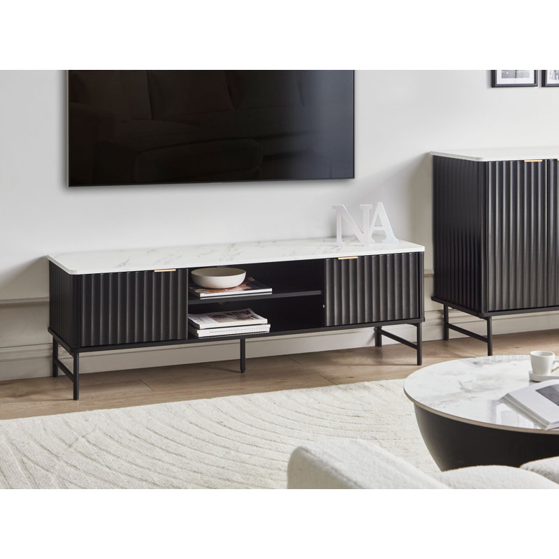 TV Stand GLASTONBURY, White/Black