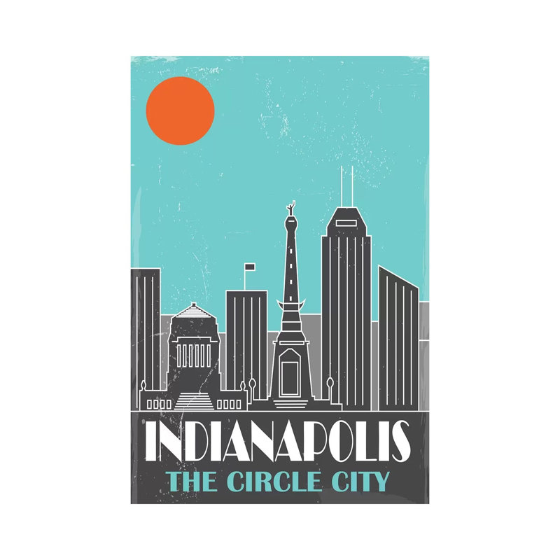 Indianapolis, Sky Blue - Print on Canvas, Wrapped Canvas, 66.04 cm H x 45.72 cm W x 1.91 cm D