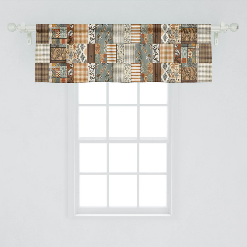Sand Brown Pale Teal Satin Polyester Rod Pocket Valance