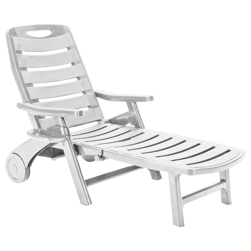 Grand Soleil Premiere Italian 5 Position Sun Chair - Lounger With Wheels, White