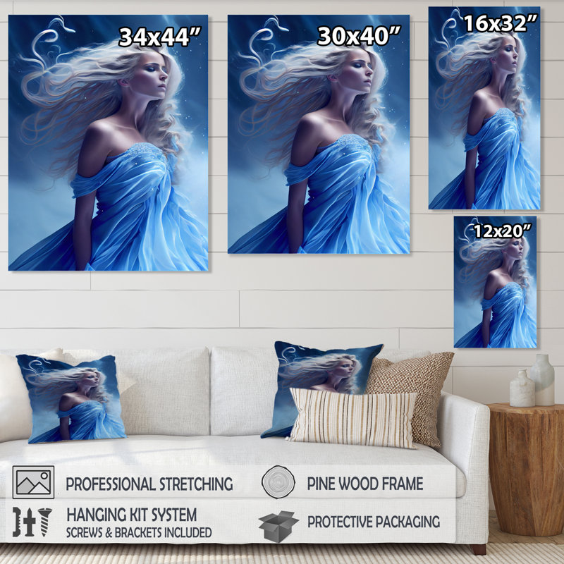 «Silver Ice and Blue Archangel III», impression sur toile, H 20 po x l 12 po x P 1 po, Toile tendue