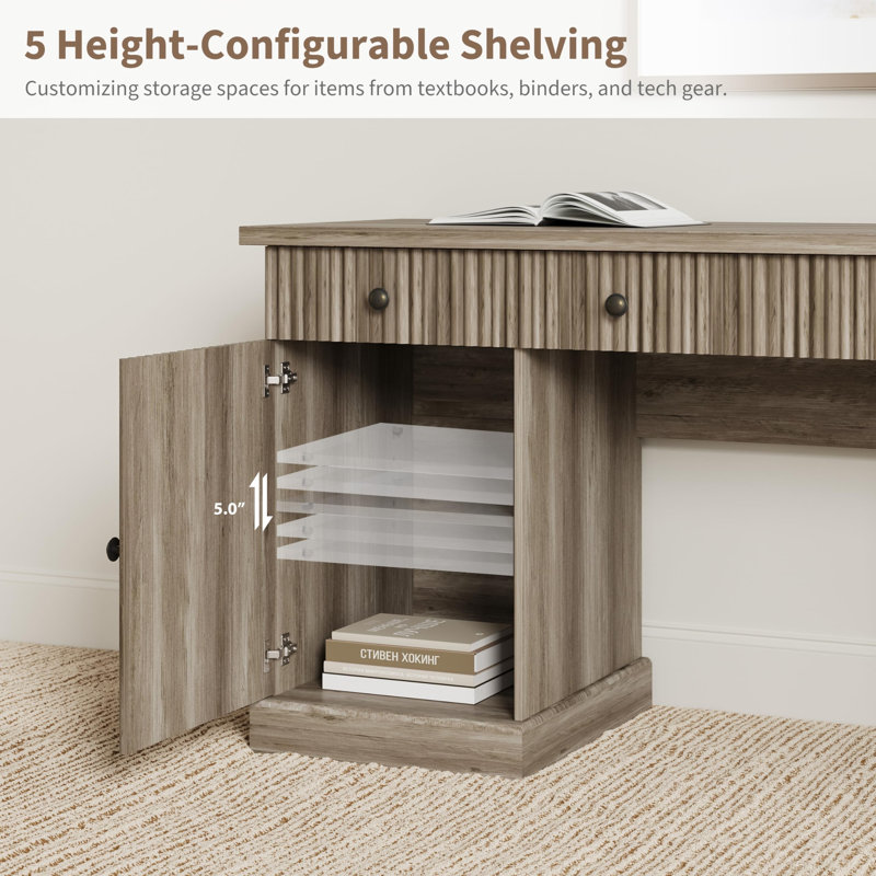 Bureau cannelé 60 po Modern, Gray