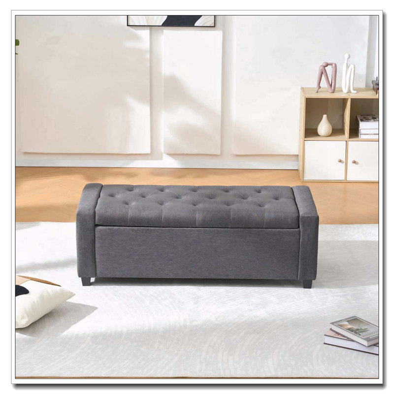 48" Storage Bedroom Bench, Grey
