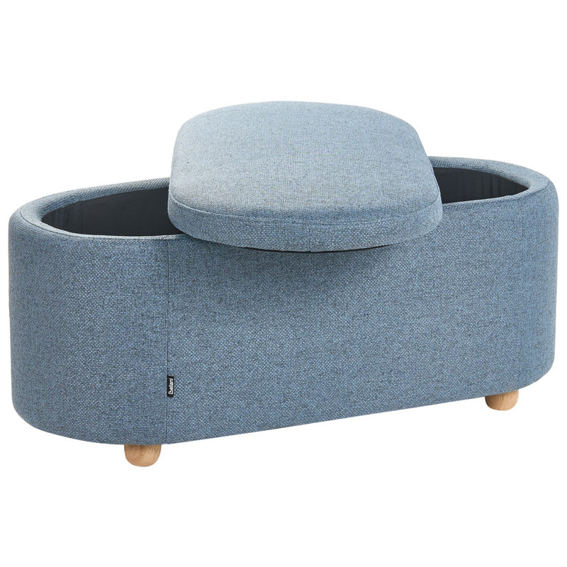 Fabric Upholstered Storage Bench, Blue