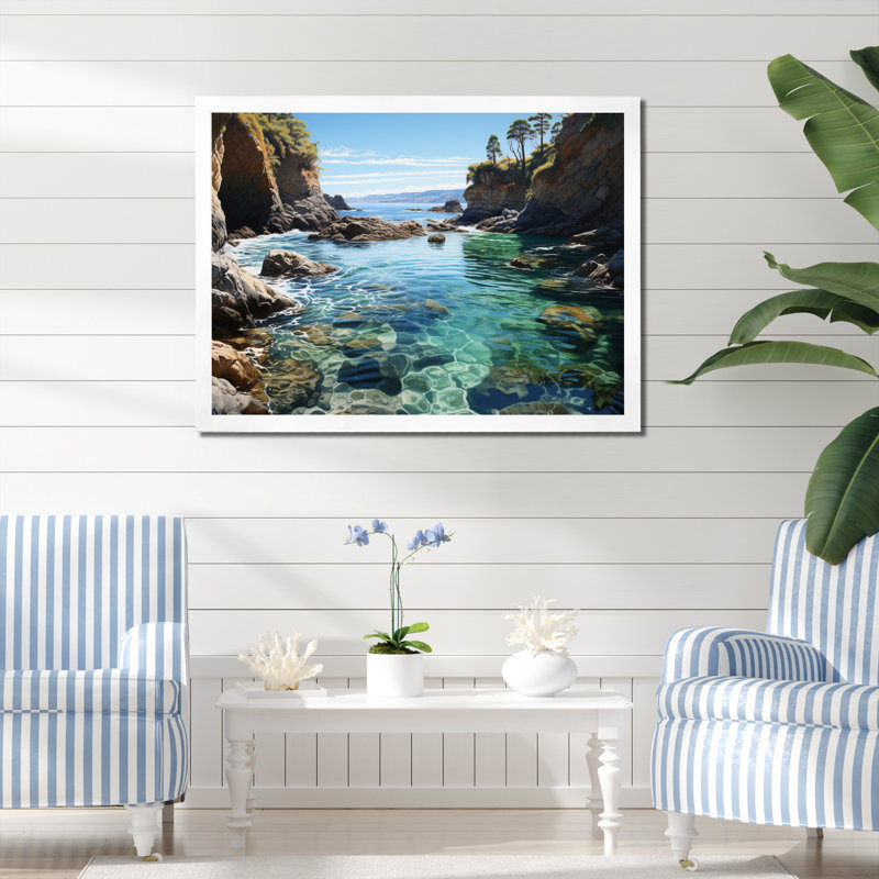 Bahiya Beach Rocky Retreat I, H 12 po x l 20 po x P 1 po, Cadre photo blanc