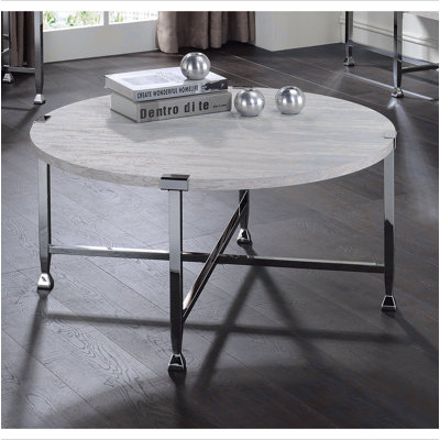 Table basse ronde avec cadre en métal