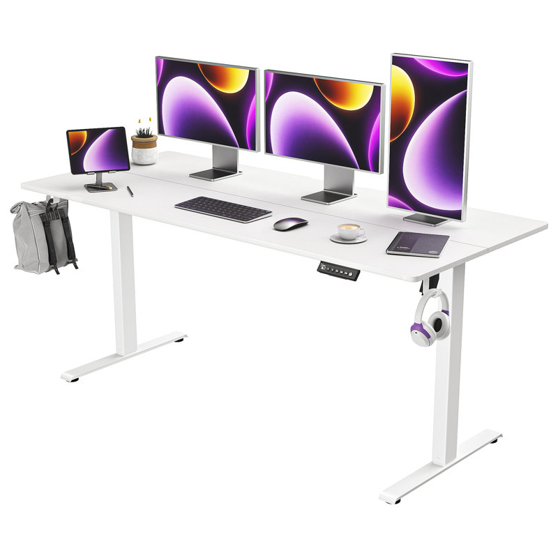 Standing Desk Max - Adjustable Height Home Office Desk, 63" W x 27.5" D, White