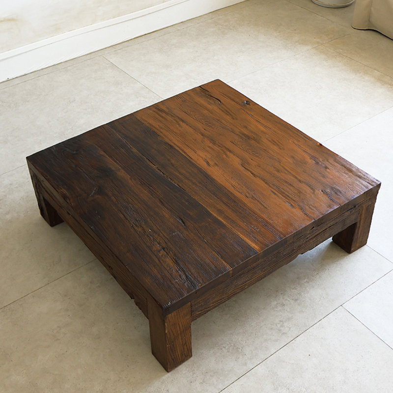 Vintage Solid Wood Low Coffee Table, 10.2" H x 47.2" L x 47.2" W