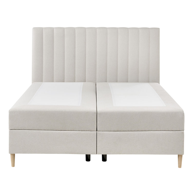Upholstered Divan Bed, Off White, European Kingsize (160 x 200 cm)