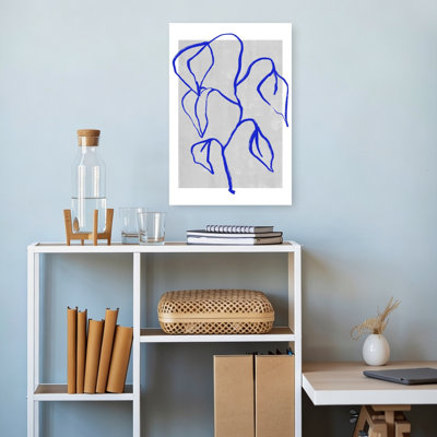 Lignes bleues Harmonie Abstraite Contemporaine Minimaliste Nature Plante Art mural