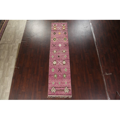One-of-a-Kind 2'11" X 12'9" New Age Runner Wool Area Rug in Purple