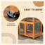 Maison de chat en bois 74 pouces avec toit et roues résistant aux intempéries, Catio spacieux pour plusieurs chats, durable et mobile