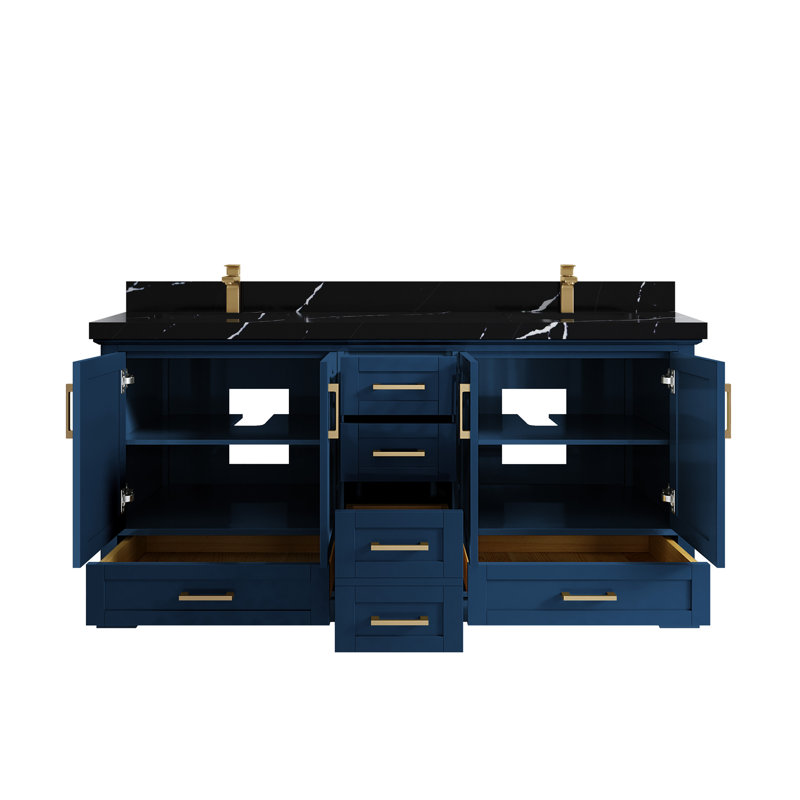 Ensemble de meuble-lavabo double 72 po Esin, Noir Calacatta