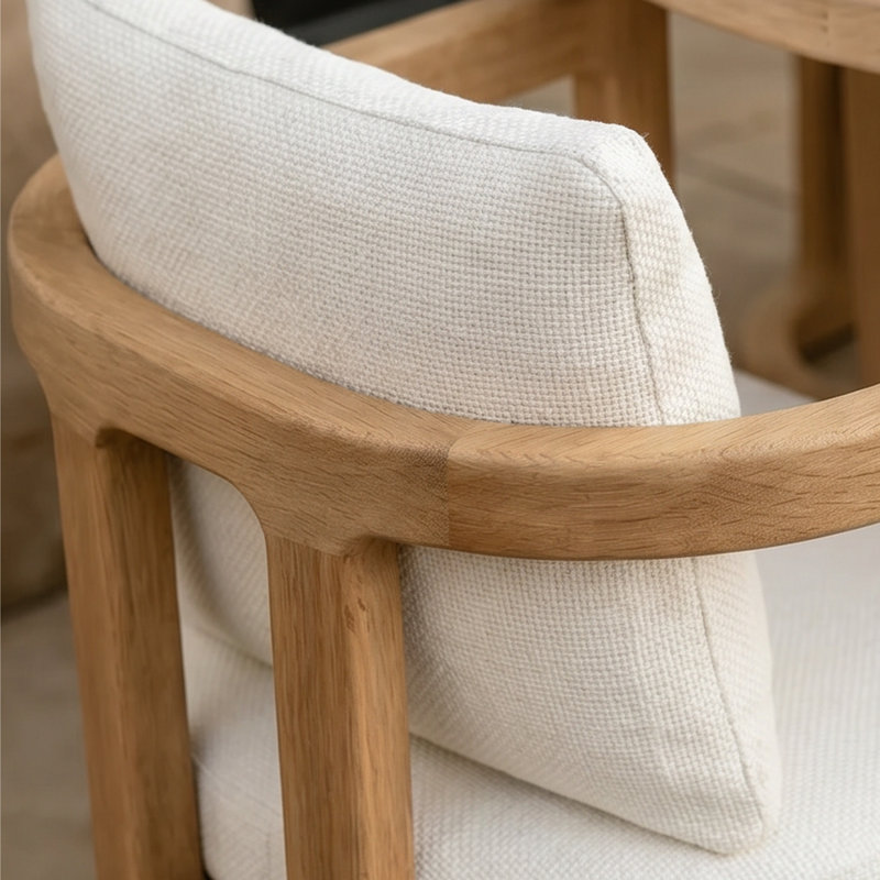 Muse Outdoor Teak Dining Armchair, White