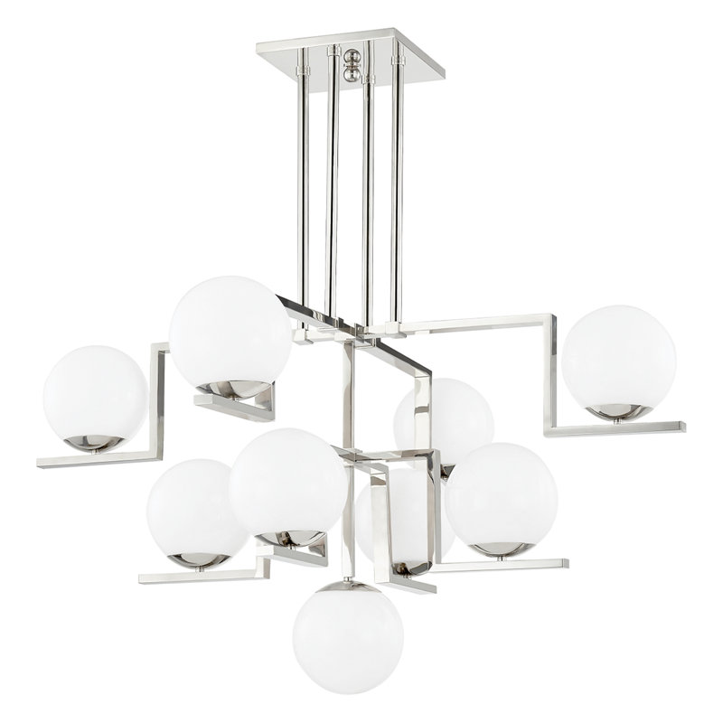 Lustre à 9 lumières Tanner - finition nickel poli, Nickel poli