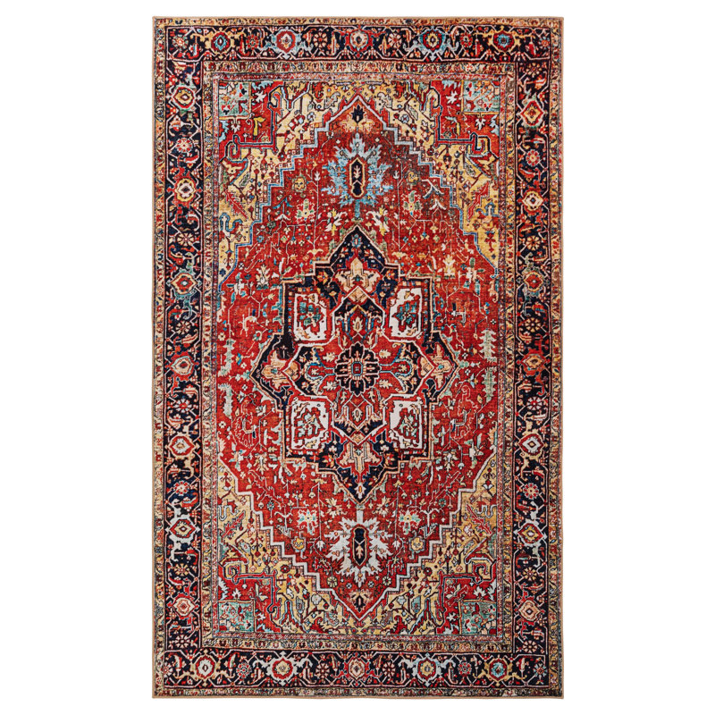 Lough Washable Oriental Indoor Rug, Rectangle 6' x 9'