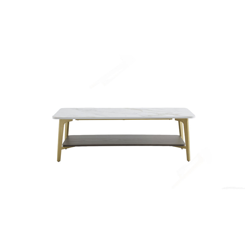 Coffee Table Rectangular Center Table For Living Room Open Space Side Table With Metal Frame