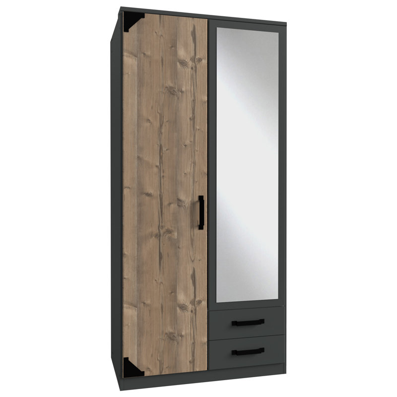 Fairley 2 Door Manufactured Wood Wardrobe, Brown/Graphite