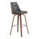 Ayce Swivel Counter or Bar Height Bar Stool with Footrest in Faux Leather and Walnut Wood