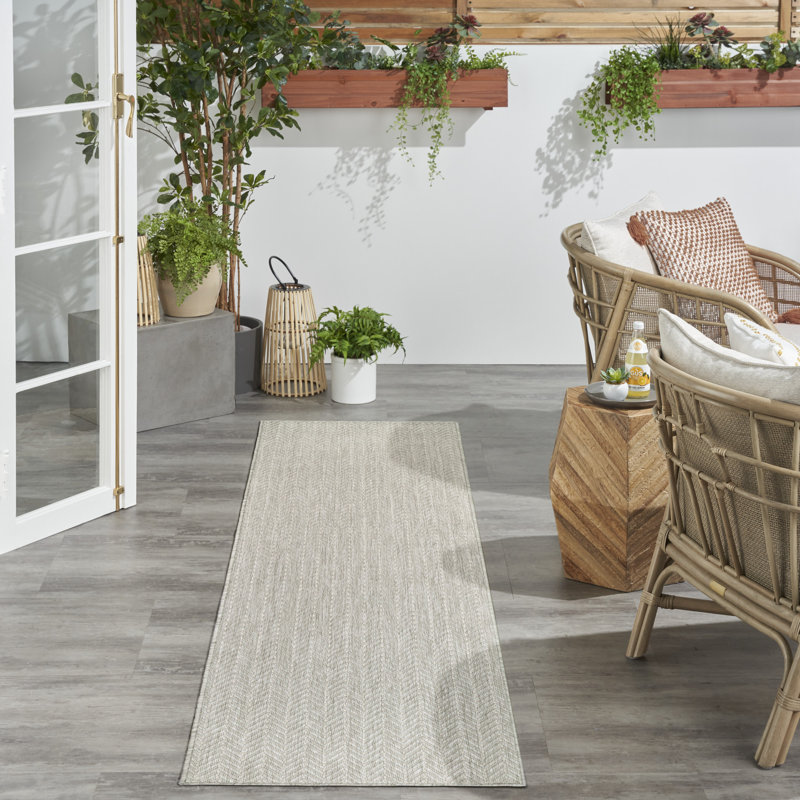 Remmie Black Modern Indoor/Outdoor Rug, Runner 2' x 6', Gray