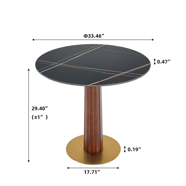 Wrought Studio Modern Round 33.5" Sintered Stone Dining Table With ...