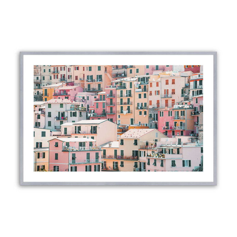 Imprimé pastel, Cadre en chrome poli, H 19,25 po x l 25,25 po x P 1,25 po
