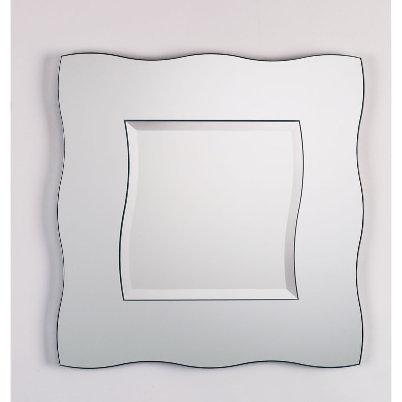 Miroir d’appoint ondulée moderne et contemporaine, H 22 po x l 22 po