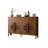 55.12"Brown Oriental Slatted Solid Wood Shoe Cabinet