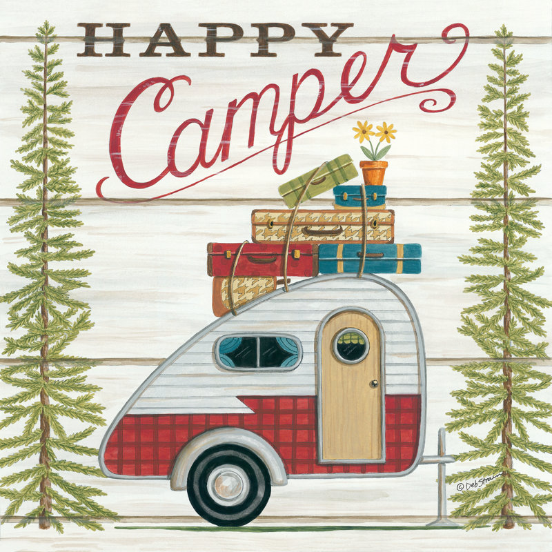 «Happy Camper» par Deb Strain - impression, H 20 po x l 20 po, Non, Maple Floater Framed Canvas