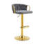 Tabouret de bar rotatif moderne en velours avec dossier sculpté tressé, tabouret de comptoir à hauteur réglable avec base en piédestal doré et ensemble de 2 sièges rembourrés-1189605529