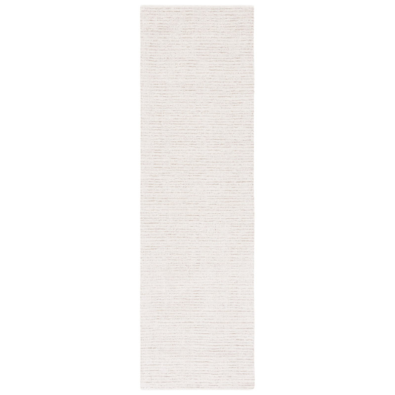 Tapis ivoire / beige en laine touffeté à la main Armina, Tapis de couloir 2 pi 3 po x 12 pi