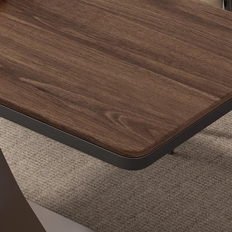 Volkart Walnut Rectangular Solid Wood Top with Stainless Steel Base Dining Table, 29.52"H x 70.86"L x 31.49"W