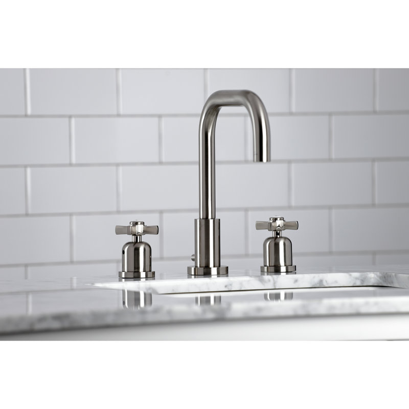 Widespread Bathroom Faucet with Drain Assembly, Brushed Nickel
