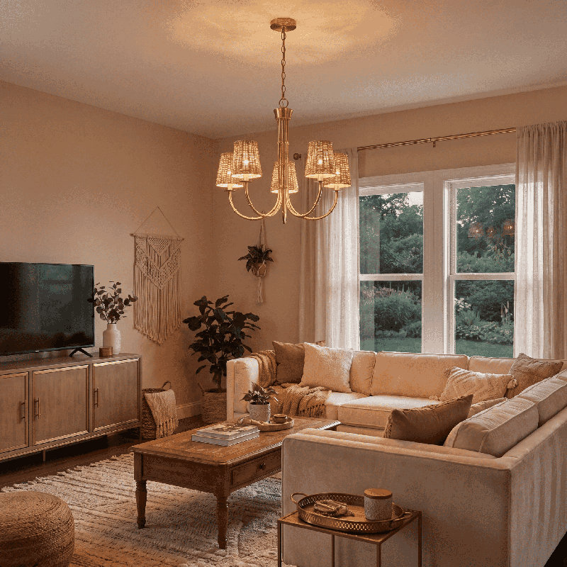 Ashbury 5-Light Chandelier in Warm Brass