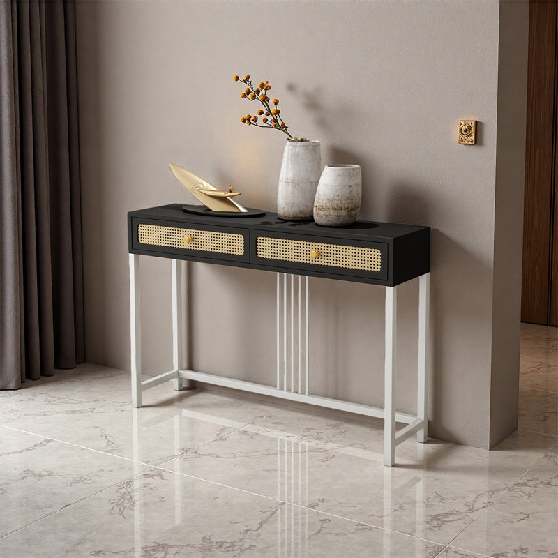 Console Modern, 33.46" H x 31.5" W x 11.81" D, Noir, Blanc