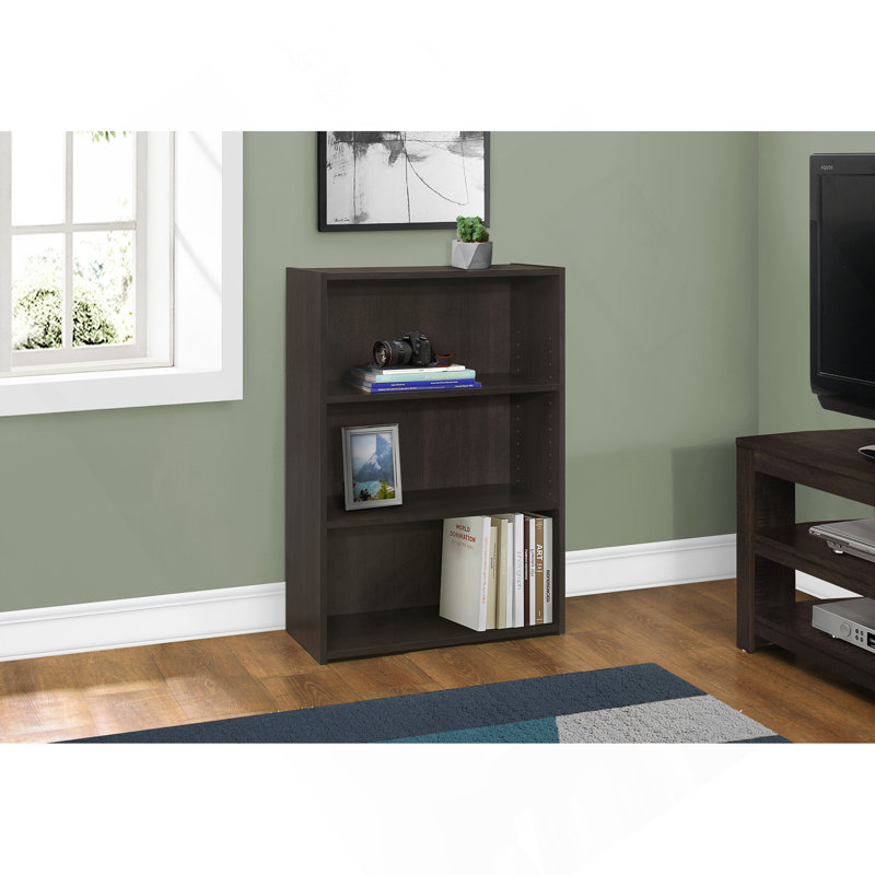 Bookshelf, Bookcase, 4 Tier, 36"H, Office, Bedroom, Brown Laminate, Transitional, (4 Shelves) 35.5"H x 24.75"W x 11.75"D