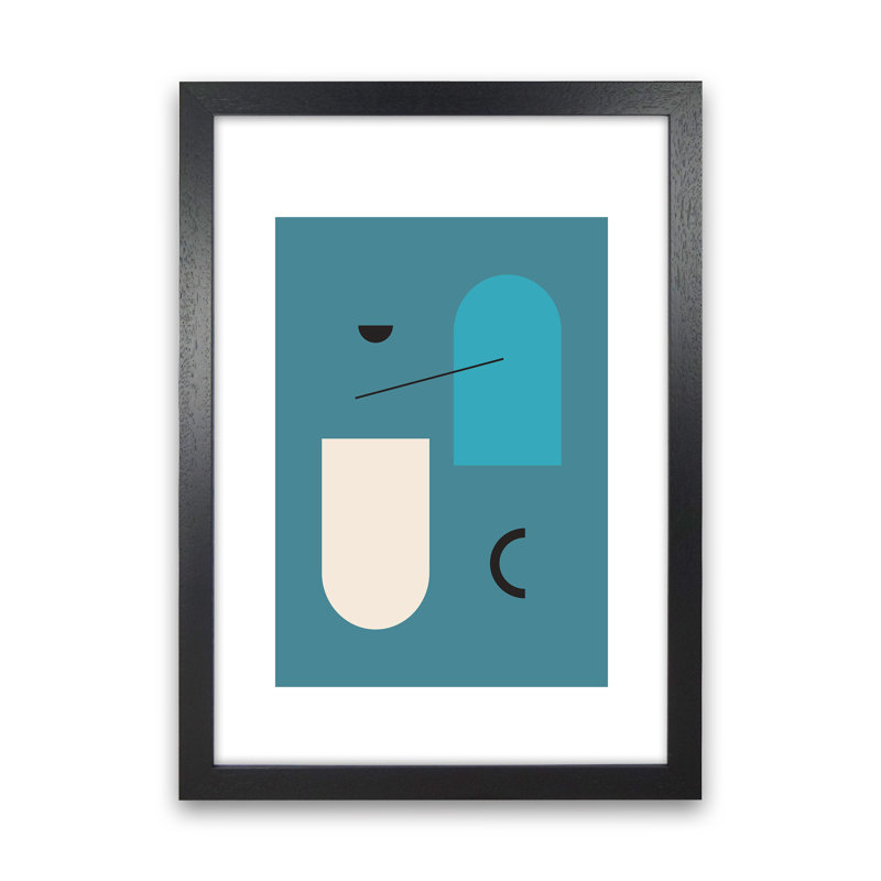 Mita Teal Abstract N4 by Pixy Paper - Print, Black Framed, 59.4cm H x 42cm W x 3cm D